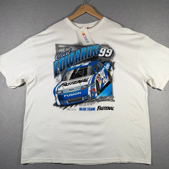 NASCAR Carl Edwards 99 Fastenal Roush Fenway Racing T-Shirt White Men 3XL NWT